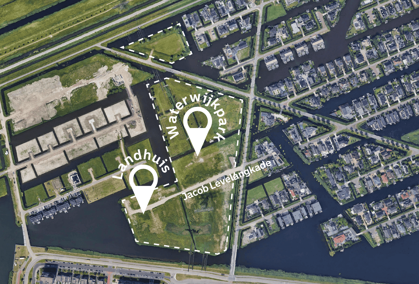 Rotterdam opens platform for housing cooperatives Aerial view of Landhuis, the first available plot for cooperative housing, in Waterwijk in Nesselande.
