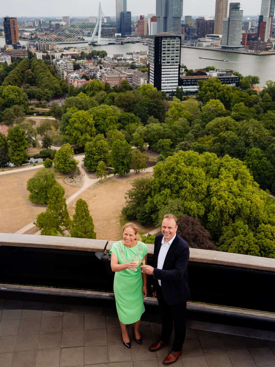 Mayor Carola Schouten reopens the Euromast Mayor Carola Schouten has officially reopened the Euromast following an extensive renovation of the tower and its renewed brasserie.